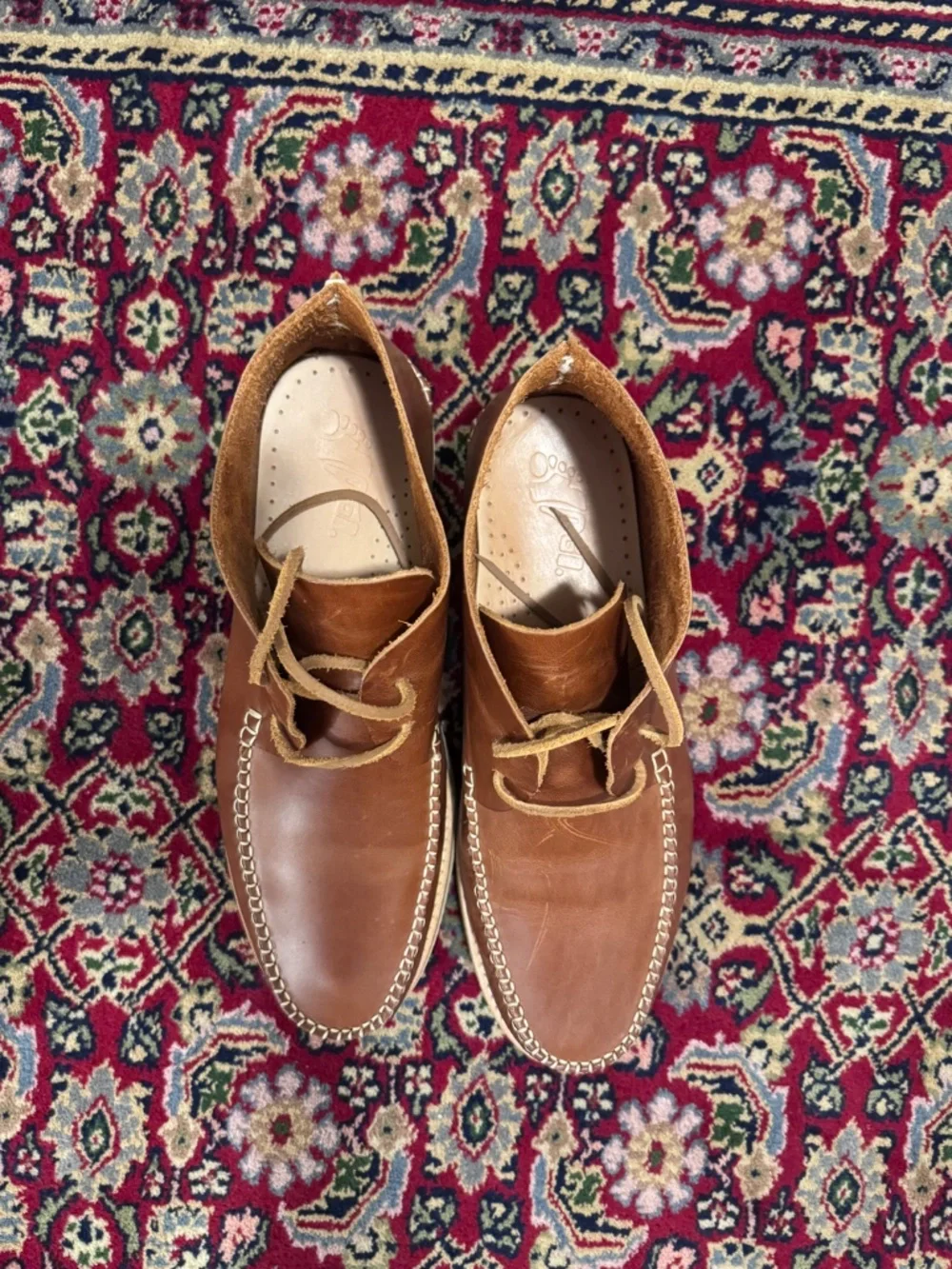 Share Yogi Lucas Brown Leather Moc Toe Vibram Chukka Boots UK 11 US 12 Portugal